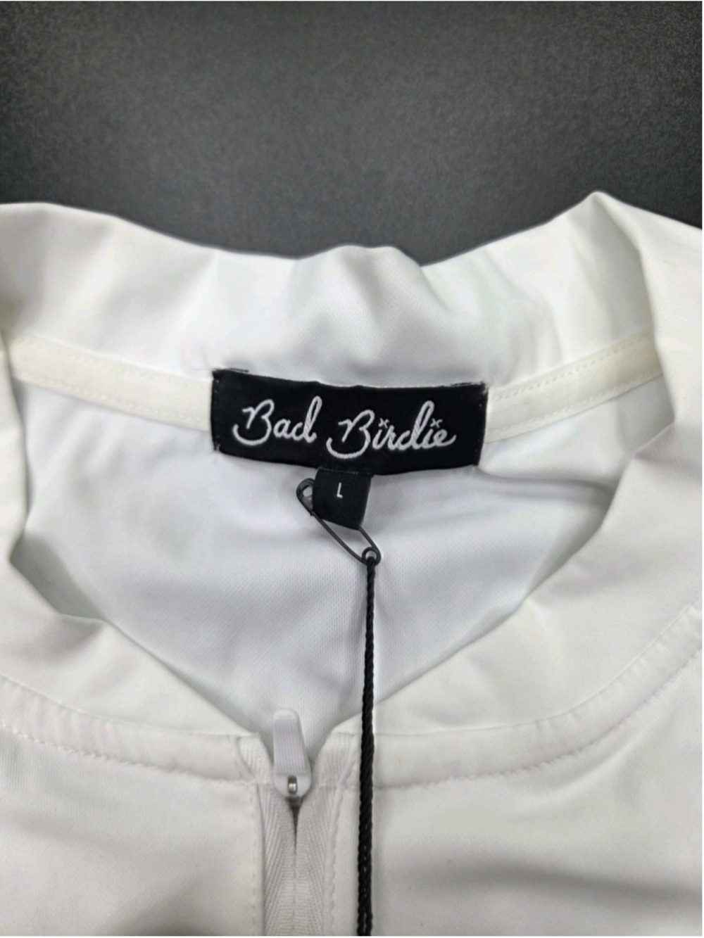 Bad Birdie Women's Blade Sleeveless Golf Polo 1/4 Zip White NWT Size Large #1433 - Picture 3 of 13
